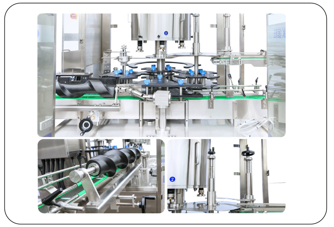 PLC 제어 회전 자동 나사 캡 기계 8 머리 50ML-1000ML 최대 9000 BPH